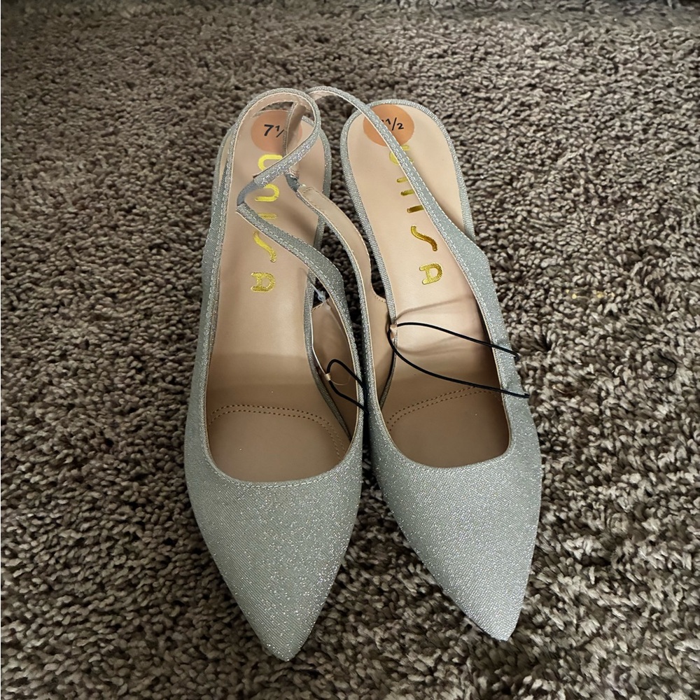Vince Camuto Glittering Silver Slingback Heels